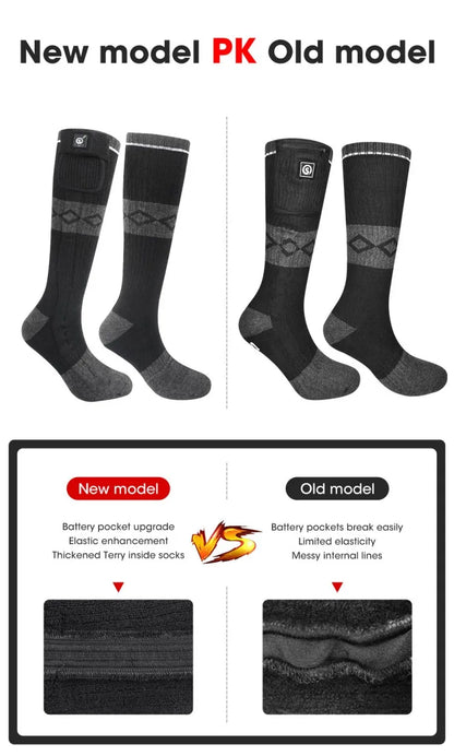 SNOW DEER Rechargeable Electric Skiing Heated Socks Winter Warm Thermal Cycling Sock Stocking Men Women For Motorcycle Cycling