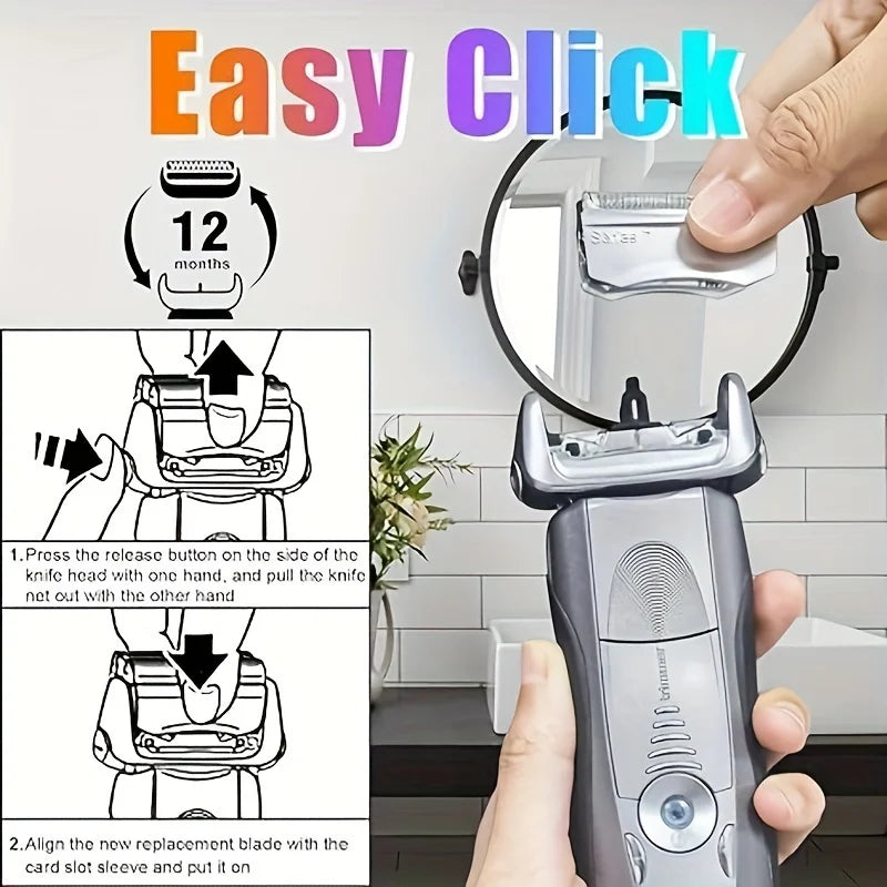 Electric Beard Shaving Replacement for Braun Razor Blade Series 7 70S 790cc 720 720s 740 Foil Shaver Head Cutter Head Mesh Cover