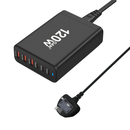 120W GAN Charger 6-port USB Type C PD Charger Fast Charge 3.0 USB Type C Fast Charger Mobile USB Charger Tablet Charger
