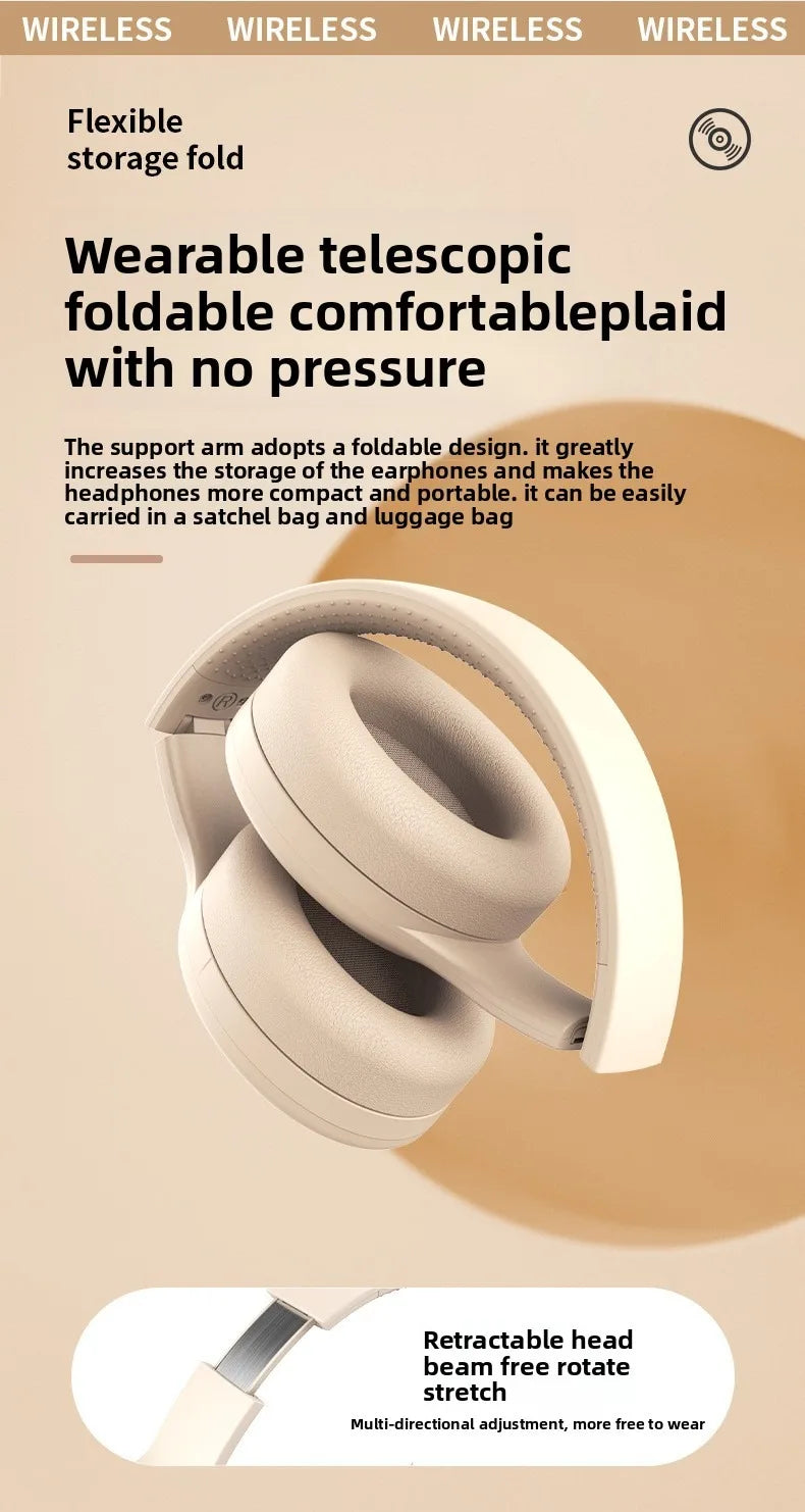 Bluetooth 5.3 Headphones 3.5mm Wired Headsets Over Ear Gaming Earphones Foldable Wireless Earphones with Mic TF/AUX Music Play