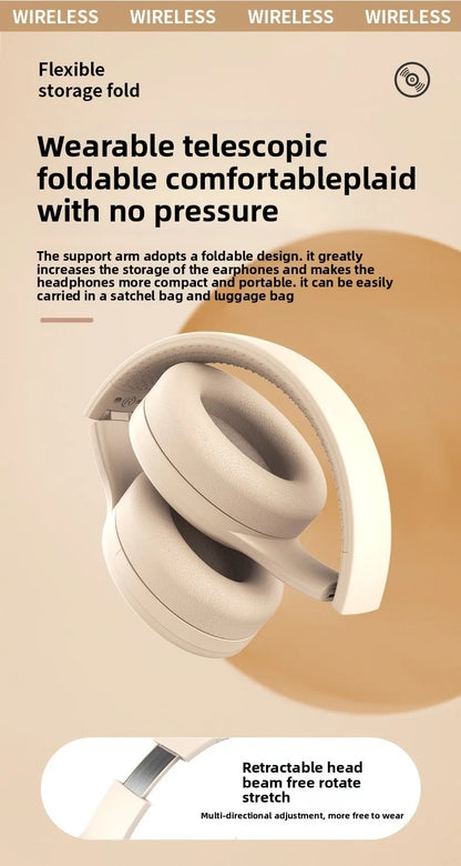 Bluetooth 5.3 Headphones 3.5mm Wired Headsets Over Ear Gaming Earphones Foldable Wireless Earphones with Mic TF/AUX Music Play