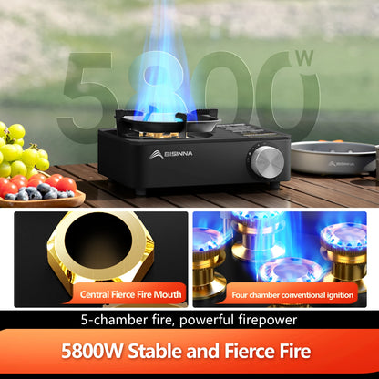 BISINNA 5800W Portable Gas Stove – Windproof Outdoor Burner for Camping, Hiking & Picnics