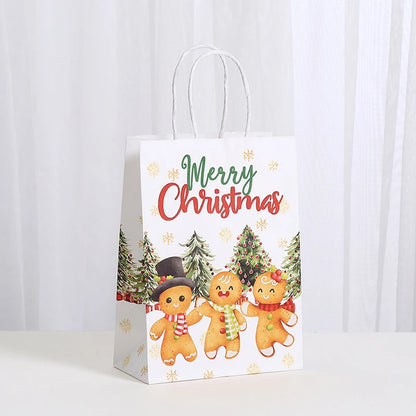 6/12/24pcs Merry Christmas Kraft paper Gift Tote Bags Packaging Child for Candy Snack Storage Pouch Birthday Party Favors