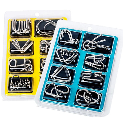 8PCS Set Metal Montessori Puzzle Wire IQ Games Rompecabezas 3D Casse Tete Brain Teaser Intellectual Toys For Kids Adults
