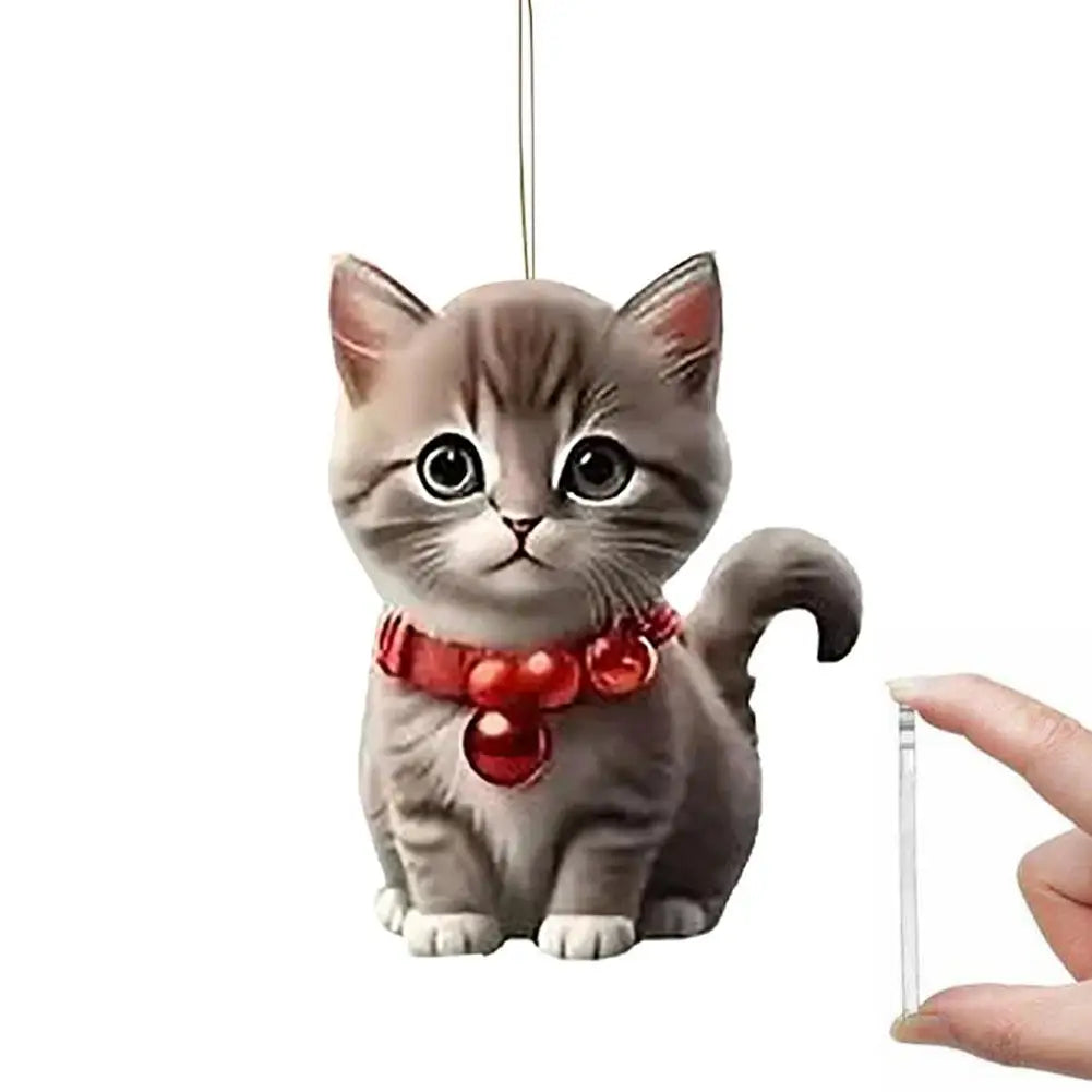 2D Acrylic Christmas Tree Hanging Ornaments Cat Shaped Pendants Christmas Decorations For Home Xmas Gifts New Year 2025 S1A4