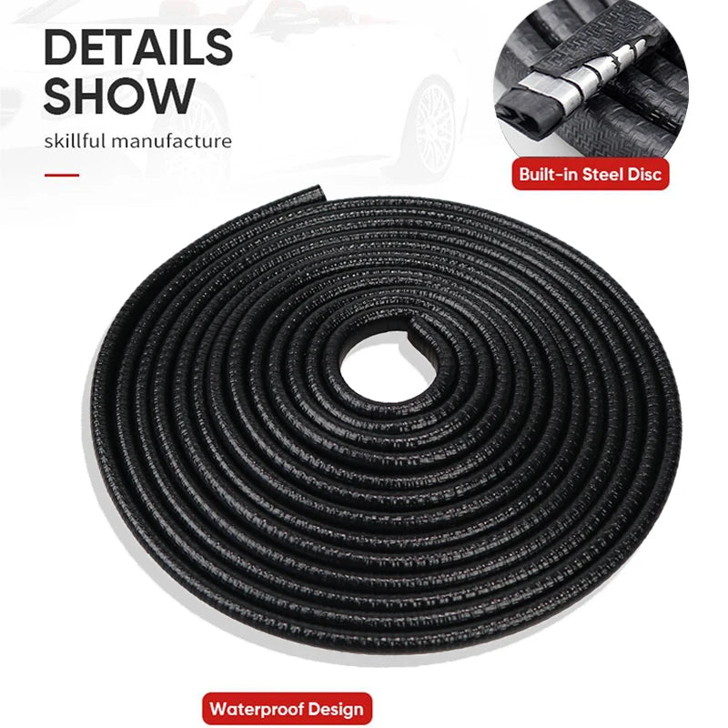 2/3/5M Car Door Anti Collision Strip with Steel Disc Bumper Trim Edge Scratch Protector Strip Sealing Guard Styling Car Decor