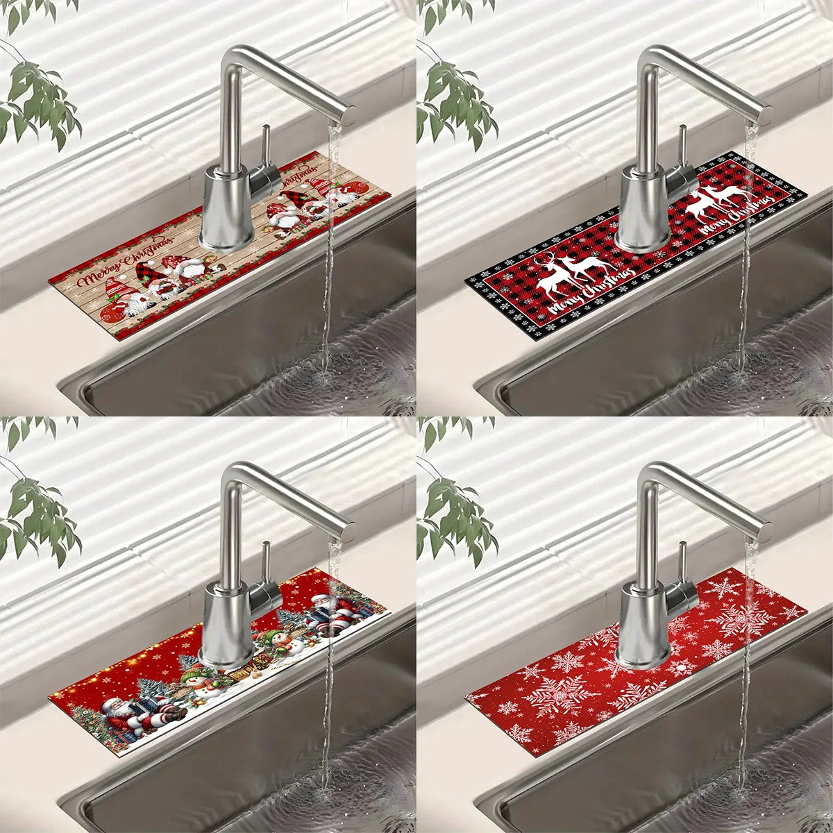 Christmas Faucet Mat Diatomite Sink Faucet Absorbent Pad Merry Christmas Decoration for Home 2025 Kitchen Gifts Navidad