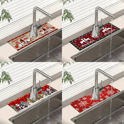 Christmas Faucet Mat Diatomite Sink Faucet Absorbent Pad Merry Christmas Decoration for Home 2025 Kitchen Gifts Navidad