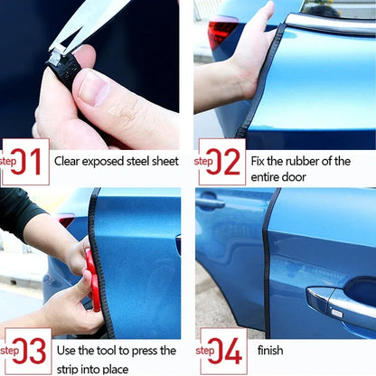 2/3/5M Car Door Anti Collision Strip with Steel Disc Bumper Trim Edge Scratch Protector Strip Sealing Guard Styling Car Decor