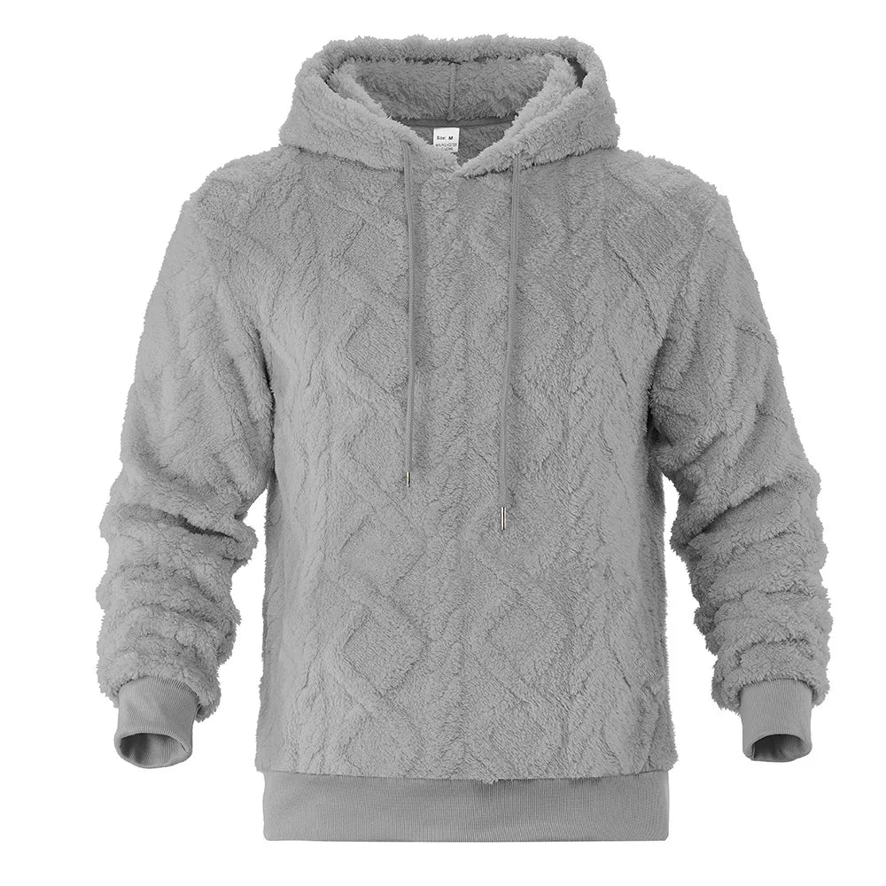 Autumn and winter leisure men's high street jacquard double-sided velvet hooded sports trend pullover sweater jacket
