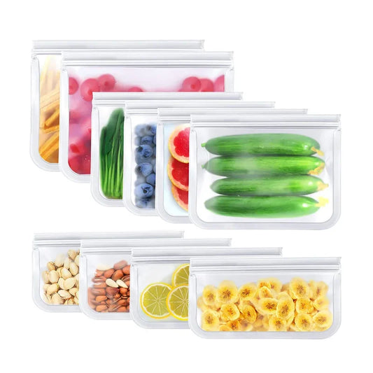 10-Pack Reusable Leakproof Food Storage Bags – BPA-Free & Freezer Safe