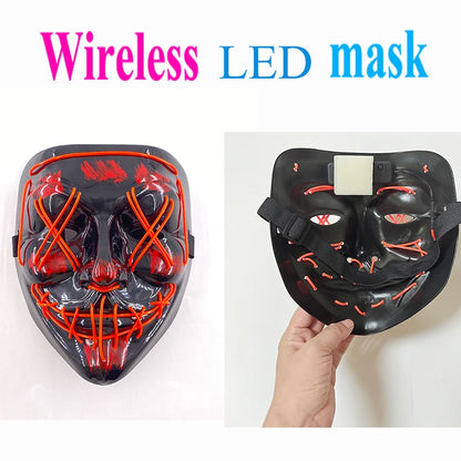 Halloween Skull Skeleton Head Headwear Horror Party Mask Light Up In The Dark Night Disguise Glowing Purge Mask For Halloween