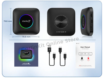 Carlinkit Android 13 Tv Box LED 8+128GB CarPlay Wireless Android Auto Wireless Adapter Support Youtube Netfilx IPTV Spotify GPS