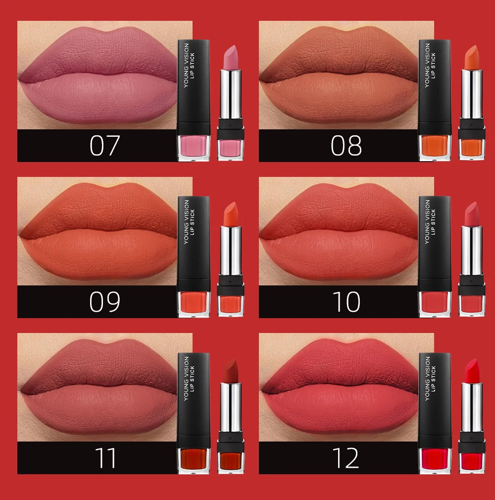 6 pcs /set matte lipstick gift box set non stick cup lipstick velvet moisturizing lipstick