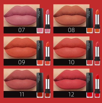 6 pcs /set matte lipstick gift box set non stick cup lipstick velvet moisturizing lipstick