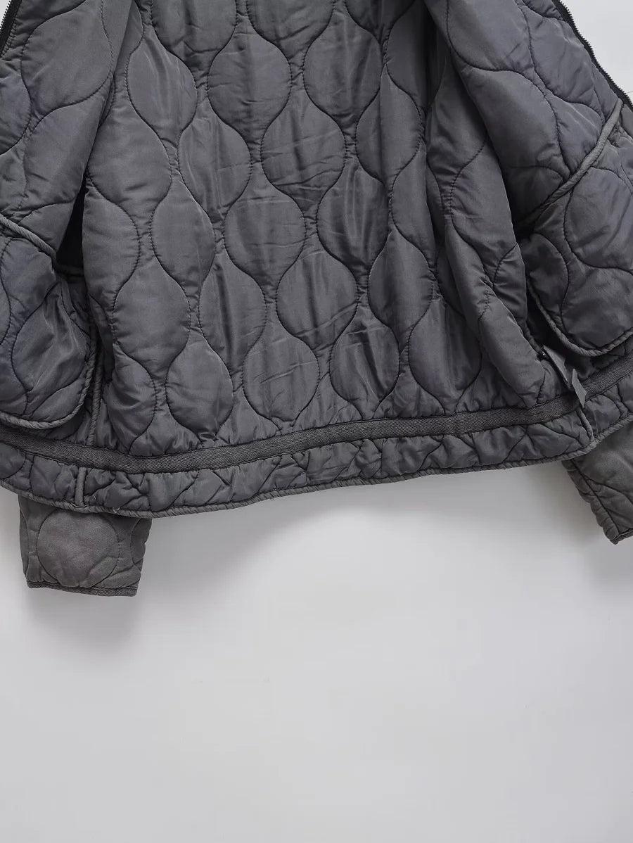 Quilted Cotton Jacket for Women Traf 2024 Winter New Arrival Zw Series Soft Lenzing Fabric Vintage Warm Coat 4088242