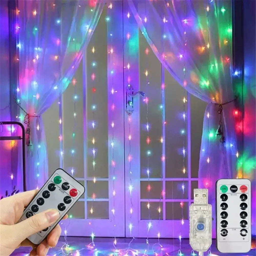 3M/6M LED Curtain Garland Fairy Lights with 8 Modes for New Year 2026 Navidad 2025 Christmas Tree Party Wedding Decoration