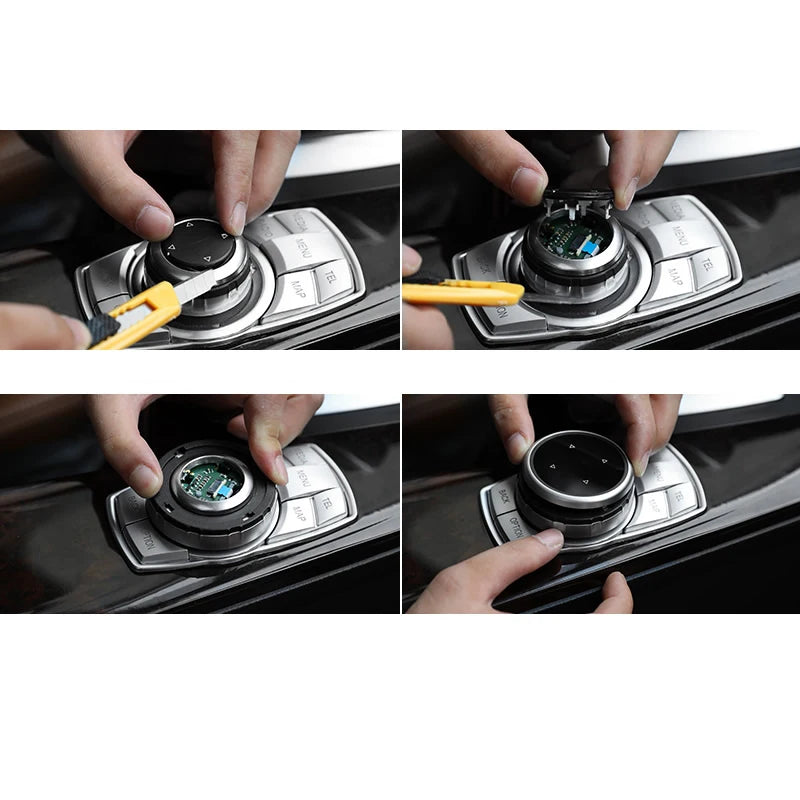 Car Multimedia Buttons Cover Stickers Knob Cover For BMW 1 3 5 Series X3 X5 X6 F30 F10 F25 E71 E84 E90 E70 E60 F20 E91 E92 E93