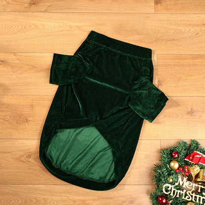 Christmas Velvet Dog Sweatshirt, “Merry Christmas” Print, Warm Soft Pullover, Red/Green, Sizes S–6XL for Small to Large Dogs