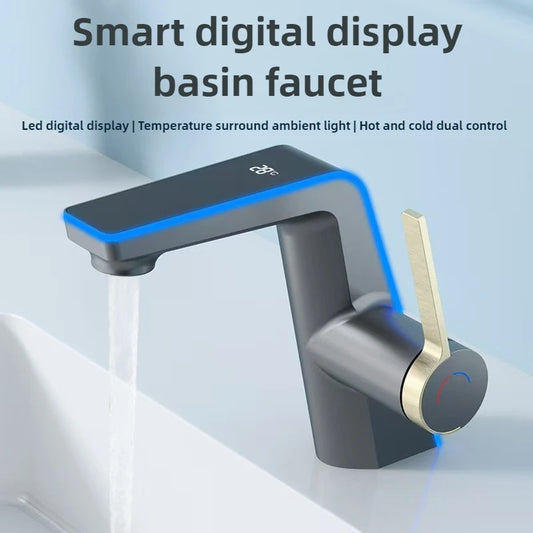 High-end Temperature Display Basin Faucet LED Light 2 Modes Sprayer Hot Cold Water Sink Mixer Wash Tap Single Hole For Bathroom