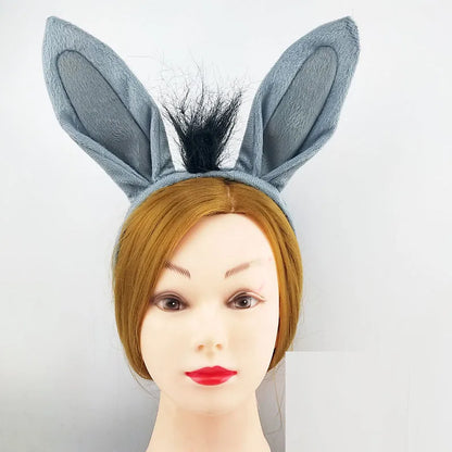 Animals Donkey Headband Bowtie Tail Gloves Tutu Skirt Anime Props Birthday Halloween Cosplay Costume for Kids Adult Dress