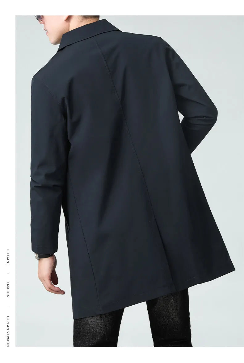 Top Quality Korean New Brand Casual Fashion Long Men Trench Coat  Windbreaker Overcoat Slim Fit Long Jacket Men Clothing