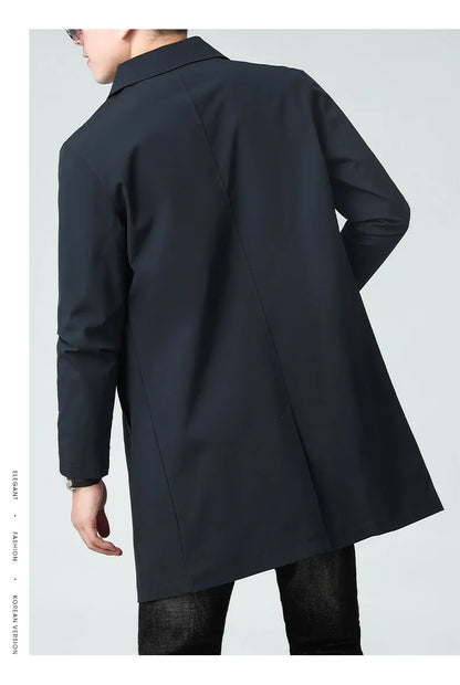 Top Quality Korean New Brand Casual Fashion Long Men Trench Coat  Windbreaker Overcoat Slim Fit Long Jacket Men Clothing