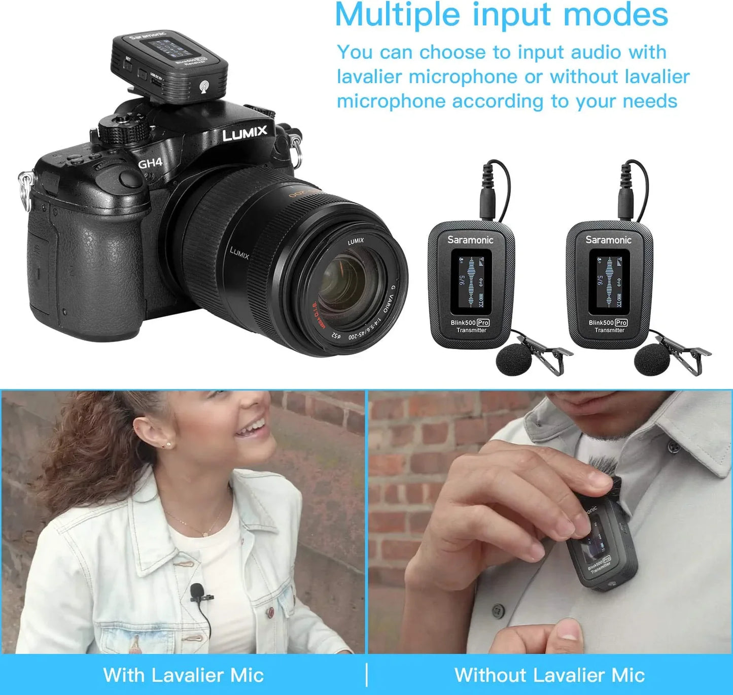 Saramonic Blink500 Pro Wireless Lavalier Microphone for iPhone Android PC Computer DSLR Cameras Youtube Recording Streaming Vlog