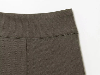 Women's Long Pants 2025 Autumn New Arrivals Military Green Pleated Loose Wide-Leg Pants Casual Fashion Stylish and Versatile