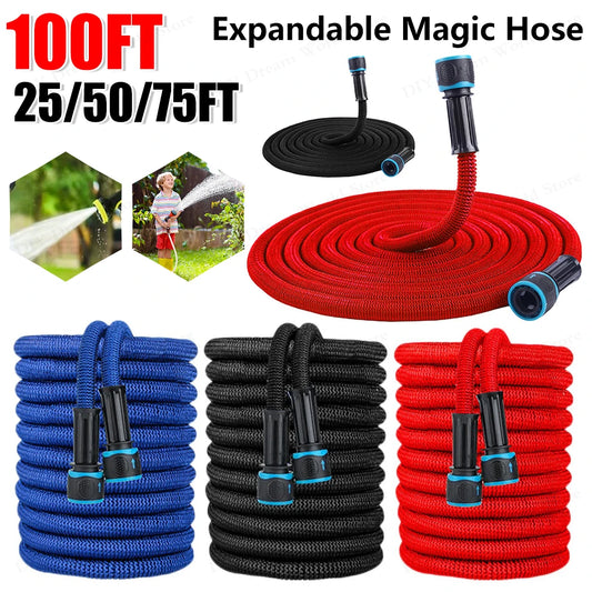 25FT-100FT Expandable Magic Hose Suitable for 3/4 " 1/2" Faucets High-Pressure Car Wash Water Gun Home Garden Watering Hose gard
