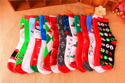5 Pairs Men/Women Cotton Cartoon Christmas Socks Cute Santa Claus Elk Snow Funny Sock Happy Winter New Year Socks Christmas Gift