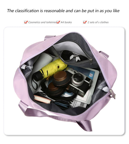 Waterproof Travel Duffel Bag – Large Capacity Nylon Gym Tote for Women**