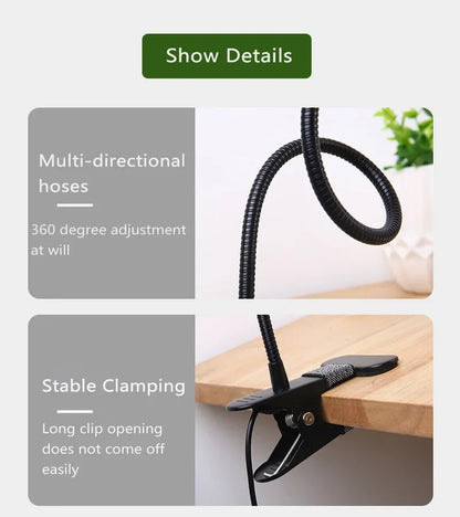 LED clip type desk lamp, student dormitory, bedroom, desktop, bedside reading lamp, eye protection small desk lamp, black