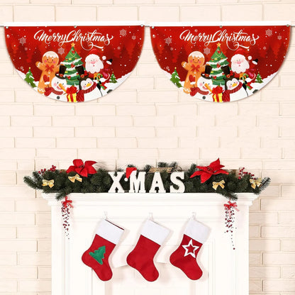 Christmas Fan-shaped Flag Outdoor Hanging Banner Christmas Decoration for Home 2025 Xmas Flag Navidad Natal Gifts New Year 2026