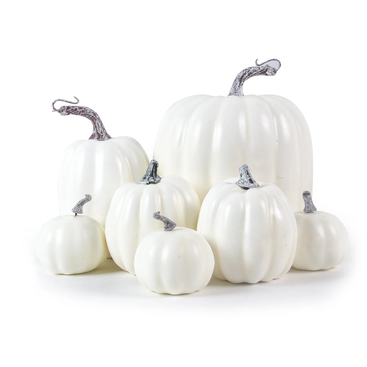 7pcs Halloween Artificial Pumpkins Set Assorted Sizes Fake Simulation Pumpkin Halloween Thanksgiving Fall Harvest Home Decoation