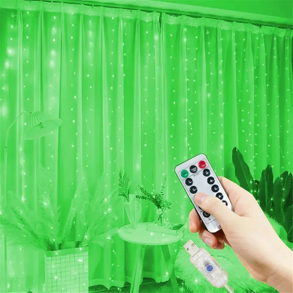 3M/6M LED Curtain Garland Fairy Lights with 8 Modes for New Year 2026 Navidad 2025 Christmas Tree Party Wedding Decoration