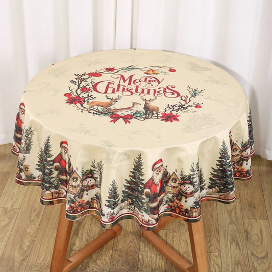 Vintage Christmas Tablecloth Merry Christmas Decoration for Home 2025 Xmas Navidad Notal Noel Table Cover New Year 2026 Gift