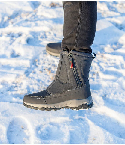 Large Size Winter Men's Boots Warm Plush Ankle Boots Sweat Wicking High-Top Warm Snow Boots Outdoor Sneakers Winter Men's Shoes
