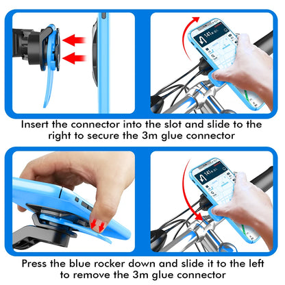 Motorcycle Bike Phone Holder Stand Bicycle Quad Lock Phone Holder Bike Holder 360° Rotatable Navigation Support Security Bracket