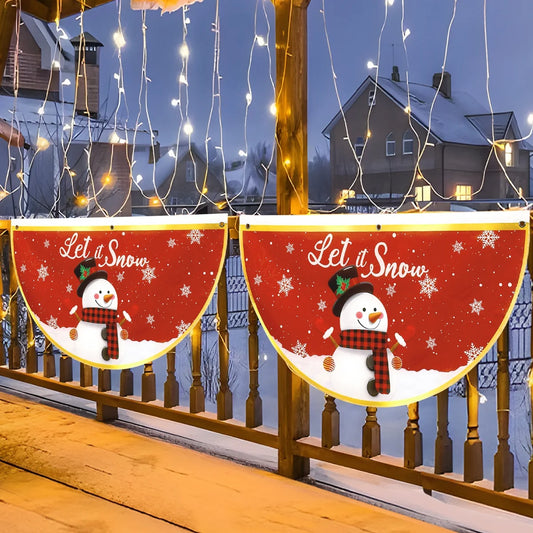 Christmas Fan-shaped Flag Outdoor Hanging Banner Christmas Decoration for Home 2025 Xmas Flag Navidad Natal Gifts New Year 2026