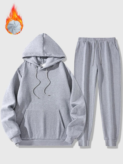 Men's Sports Suit Autumn and Winter Hoodie+pants 2-piece Set Fashionable Solid Color Casual Pullover and Pant Outdoor Sportswear