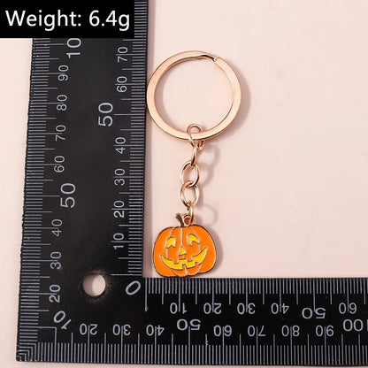 Aihua Gold Color Fashion Halloween Keychain Enamel Creepy Ghost Spider Mummy Pumpkin Keychains Keyring for Women Halloween Night