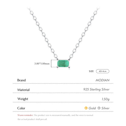 Modian Authentic 925 Sterling Silver Green Tourmaline Necklace Pendant for Women Fashion Bijoux Wedding Statement Jewelry Gifts