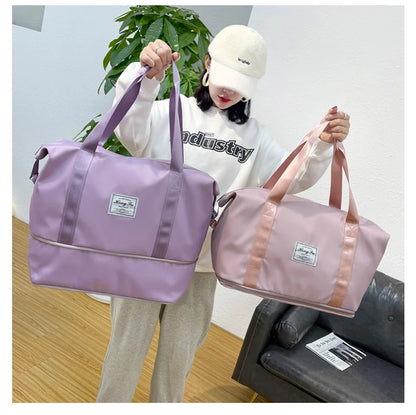 Waterproof Travel Duffel Bag – Large Capacity Nylon Gym Tote for Women**