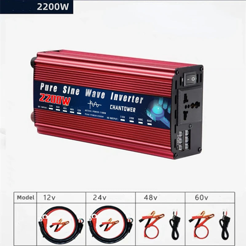 Pure Sine Wave Inverter 12V 220V 24V 110V 1000W 2000W 3000W 4000W 5000W DC To AC Portable Power Converter Car Solar Inverter