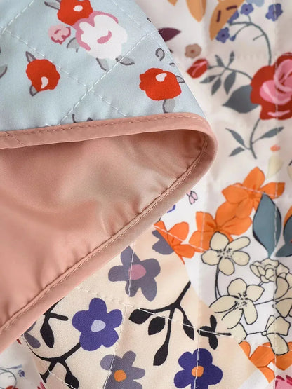 Women’s Quilted Floral Jacket – Vintage Loose Fit Winter Coat