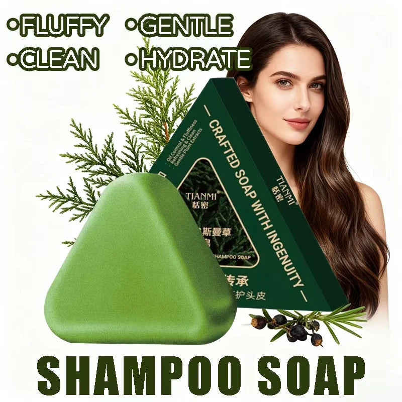 120G Cypress Leaf & Usmanthus Shampoo Bar, enriched with herbal extracts such as ginseng and cypress leaves, gently cleanses