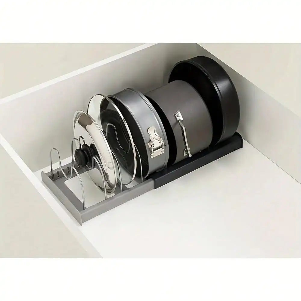 Expandable Pan & Lid Organizer Rack – Adjustable Kitchen Cabinet Holder
