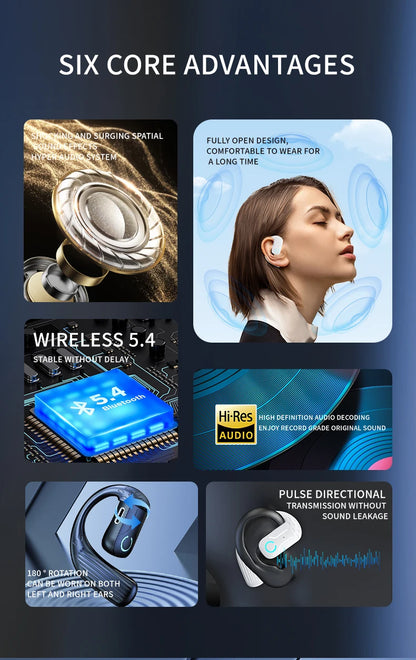 Wireless Bluetooth Headphones With Microphone Bone Conduction Earphones Handsfree Noise Canceling Headset For Driving Audifonos