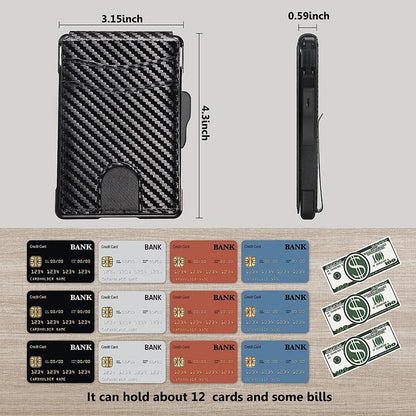 YATBEST Men's Card Bag Ultra-Thin With Wallet Metal Aluminum Box Credit Card Bag RFID Anti-Theft Brush Automatic Pop-Up Wallet